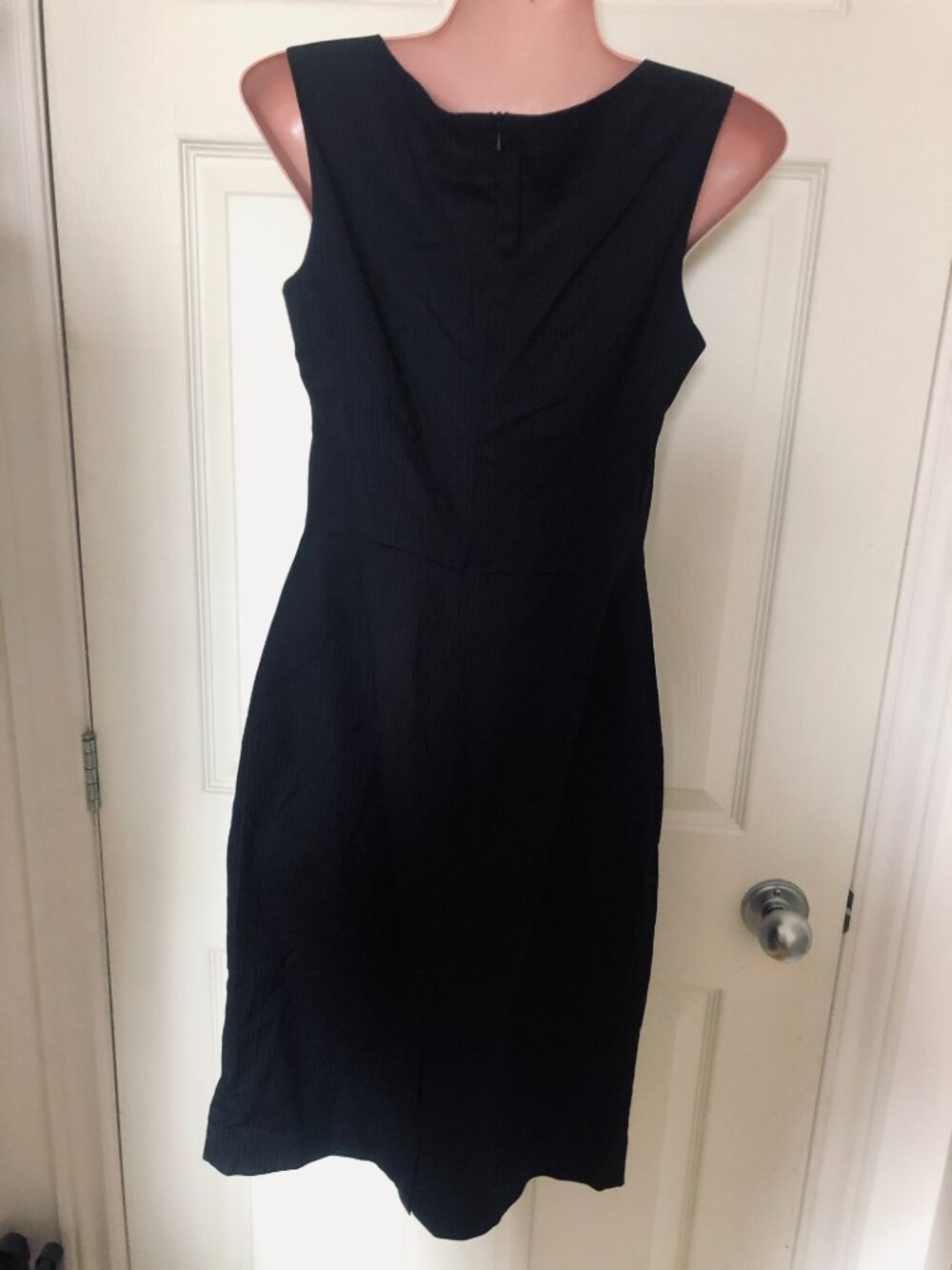 NWT Mexx Metropolitan Black Pinstripe Sheath Dress Size 34 Fitted Stretch Office - Picture 7 of 16